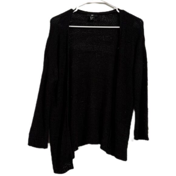 H&M Black Cardigan Sweater Open Front Long Sleeves - Picture 1 of 4